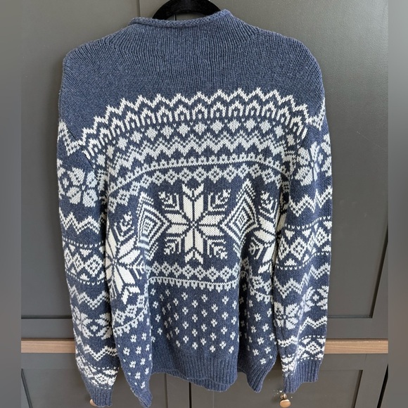 Vineyard Vines chunky Snowflake Roll neck Nautical Navy Wool Blend Sweater • L - Picture 7 of 8